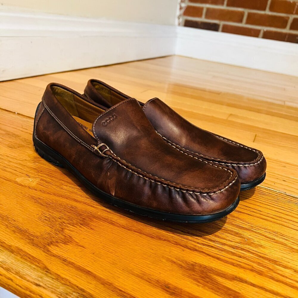 Men's ECCO Brown Leather Loafers Size 42 US 8.5 - Picture 14 of 16